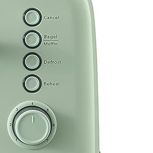   BUYDEEM-DT640-4-Slice-Toaster-Extra-Wide-Slots-Retro-Stainless-Steel-with-High-Lift-Lever-Bagel-and-Muffin-Function-Removal-Crumb-Tray-7-Shade-SettingsCozy-Greenish