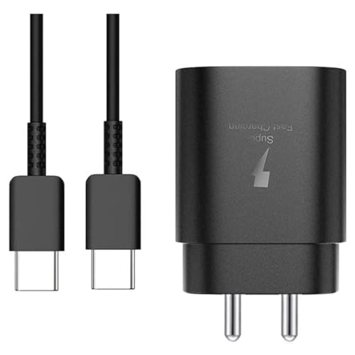Image of Original 25W Fast Charging Adapter and Type C to C Cable Compatible with Samsung S24 /S24 Plus /S24 Ultra-Black (CXZ23)