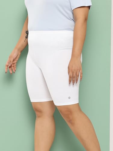 Image of LEADING LADY Women's Solid Cotton Mid Rise Shorts | Skinny fit Short for Workout, Yoga, Gym & Running Shorties (Pack of 3)