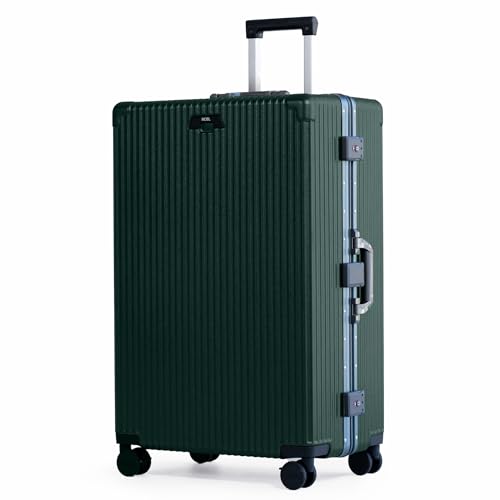 Image of Nobl Travel Zipperless Check In Suitcase - Aluminum Frame, Check In luggage 30.2x20x12 Airline Approved by Noble Travel - Unbreakable Polycarbonate Shell - TSA Locks 360 Spinner Wheels - Forest Green