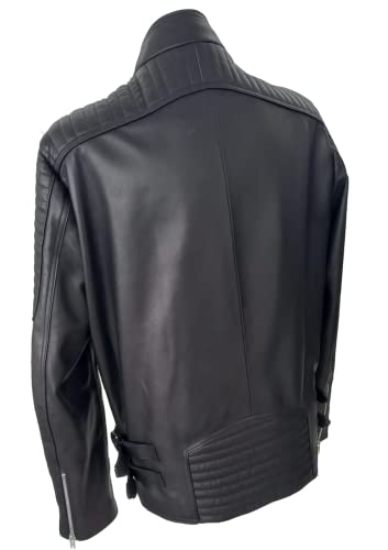 SOJOMAR Chaqueta Hombre, Piel. Elegante Piel Autentica Y Natural. Motera Negra. Cazadora Hombre, Moto, Cuero. Moda Actual Caballero y Chico. Napa. (48) Cover