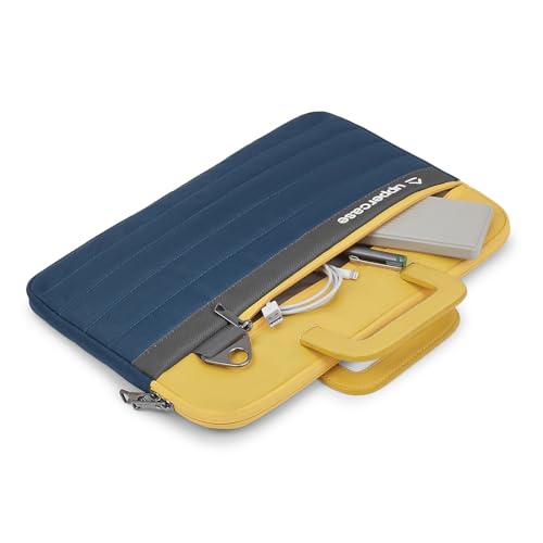 Image of uppercase Pulse Laptop Sleeve, Multi-Textured Quilted Design, Quick Access Pocket, Trolley Sleeve, Slide-in Handle & Detachable Shoulder Strap, Ideal for Men & Women | Office & Travel