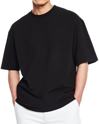 （16:00時点） [バロット] Tシャツ メンズ 半袖 【肉厚7オンス×綿100％】 ビッグシルエット 無地 オーバーサイズTシャツ ヨレない 透けない 肉厚Tシャツ 日本ブランド (2XL, ブラック)