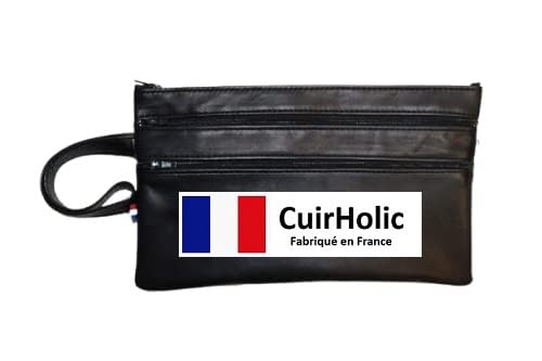 Porte-documents en cuir d'agneau noir avec dragonne S : le cadeau professionnel parfait