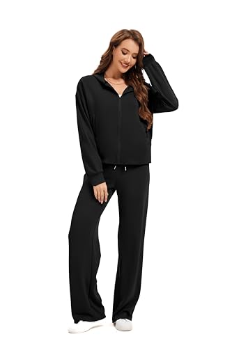 Sixstar Women Two Piece Outfits Sweatsuit Zip Up Sweatshirt Wide Leg Sweatpant Matching Travel Tracksuit Lounge Sets2