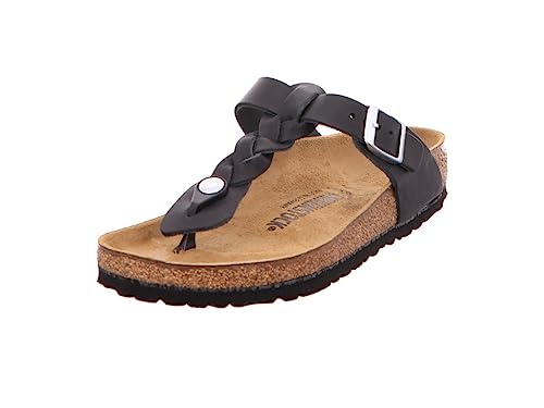 BIRKENSTOCK Women's Gizeh Braided Black Oiled Leather Flip Flops