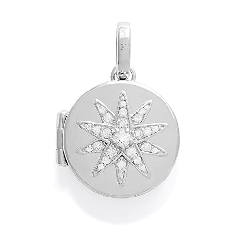 Medaillon mit Sisi "Diamantstern" aus 925 Sterlingsilber Halskette Collier Stern mit edlen Steinen bestückt Sisi Schmuck für Damen verpackt in schöner Geschenkbox mit elegantem Satinband Cover