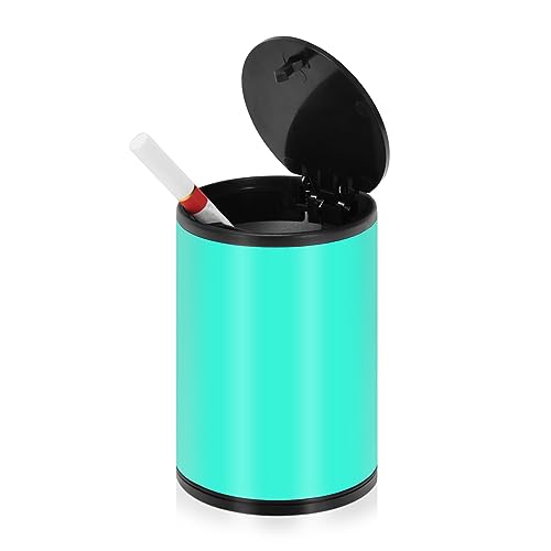 Teal Ashtrays For Cigarettes For Car with Lid Stainless Steel Portable Windproof Ash Tray Sets For Car for Camping Travel