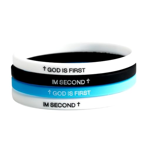 God Is First I Am Second Bracelets Unique Bible Faithful Inspired Rubber Jeaus Bracelets Christian Religious Stretchy Silicone Cross Wristband for Women Men