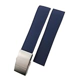 Bracelet de montre en caoutchouc et silicone à extrémité incurvée (19 mm, 20 mm, 21 mm), compatible avec les montres Longines Conquest HydroConquest L3782 VHP, noir, souple