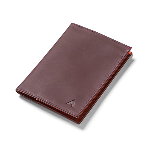 Image of Allett Original Wallet, Merlot | Leather, Slim, Minimalist | RFID Blocking, Ultra Thin Bifold, Front Pocket | Holds 4-24+ Cards, Bills, Receipts | Wallets for Men & Women
