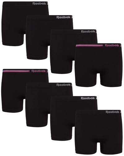 Reebok Girls Bike Shorts - 8 Pack Stretch Performance Dance Cartwheel Shorts for Girls - Seamless Underwear Shorties (6-16)