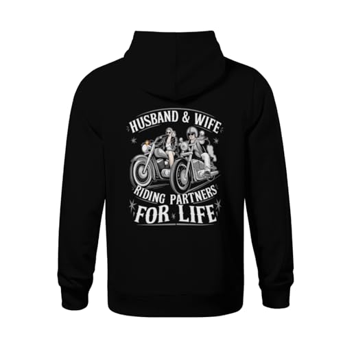 Kids Retro Motorcycle Husband And Wife Riding Partners For Life Boys Girls Lightweight Kangaroo Pocket Fleece Hoodies2