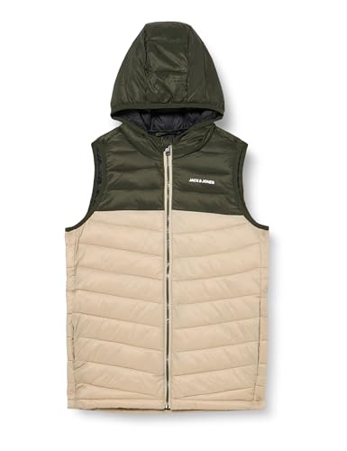 JACK & JONES Jconew Pocket Hood BW Jnr Chaleco Acolchado, Fields of Rye/Detail:Rosin Blocking, 140 cm para Niños