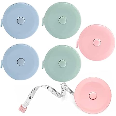 6Packs Pretty Sewing Tape Measure Retractable Tape Measure for Body Measurements 60 Inchs Tailor Fabric Cloth Tape Measure Pocket Waist Measuring Tape 1.5 Meter (Macaron 3colour) Cover