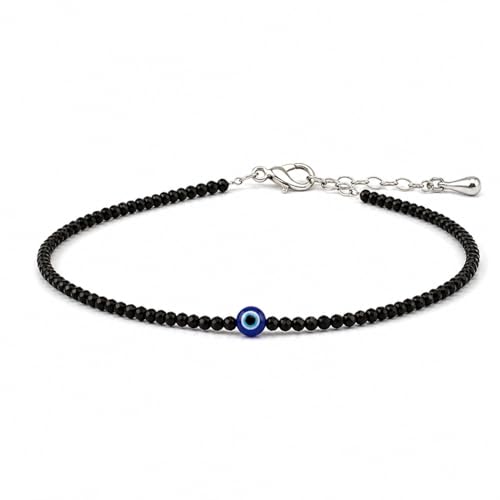 Image of Japam Evil Eye Anklet for Women | Black Obsidian Nazar Anklet | Protection from Negative Energy | Stylish Daily Wear Foot Bracelet