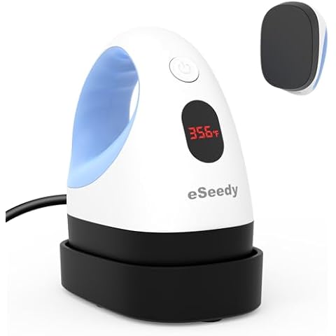 eSeedy Mini Heat Press Machine, 3 Heat Settings& Fast Heating, 15 Mins Auto-Off, Insulated Safety Base, Mini Iron for Crafting, T Shirts, Hats, Heating Transfer Projects(White Blue) Cover