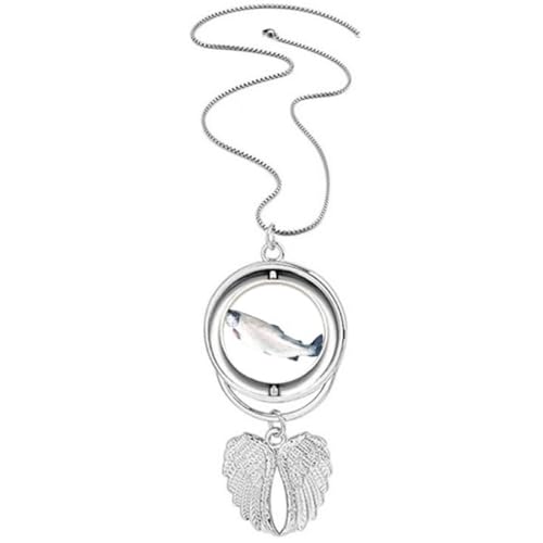Pendentif ailes d'ange poisson océanique collier argent femme tendance