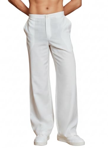 Image of Men's White Korean Cotton Pant | Baggy Pajama for Kurta | Loose Fit Pajama for Kurta |
