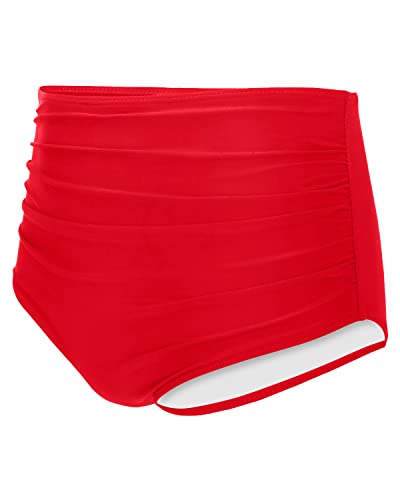 Image of Tempt Me Women High Waisted Bikini Bottom Retro Ruched Swim Bottom Shirred Tankinis Brief