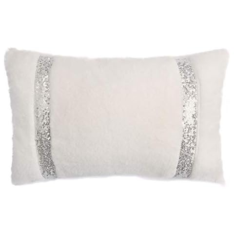 By Caprice Home - Ingrid - Faux Fur Sequin Filled Cushion - 30 x 50cm in Ivory Cover