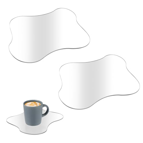 Lot de 2 dessous de verre en acrylique transparent irrégulier, pour bar, boissons, tasses à café, assiettes décoratives transparentes pour bureau, cuisine, bureau, accessoires de pose