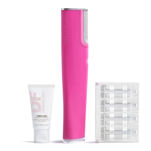 DERMAFLASH LUXE+ Sonic Dermaplaning Tool for Face Peach Fuzz Removal, Anti-Aging and Exfoliation, Pop Pink