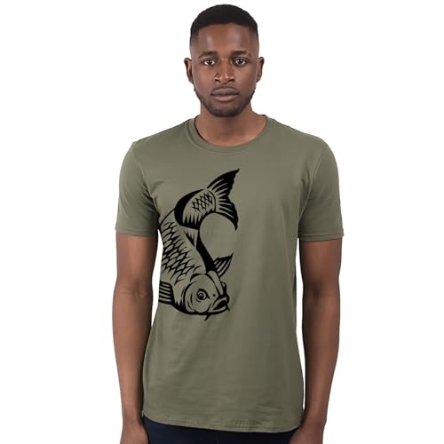 Bang Tidy Clothing Men's Koi Carp Fish #1 T Shirt Mil Green L - Image 4