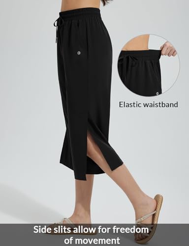 baleaf Women's Capri Beach Pants Wide Leg Quick Dry Lightweight Capris UPF50+ Casual Sweatpants Swim Pants4