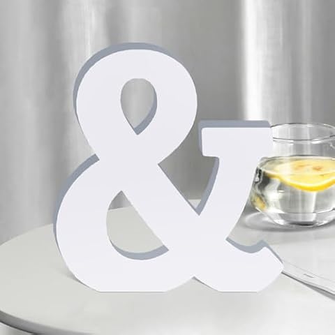 White Wooden Letters 8 Inch for Wall Decor,Large Unfinished Wood Letters for Home,Wooden Alphabet Letters for Crafts,Standing Garden Board or Room Name Signs DIY Carft (&) Cover