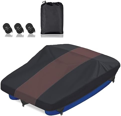 AUTOLION Pedal Boat Cover,Waterproof Pedal Boat Mooring Cover Fit for 2-4 Person Pedal Boat Pelican Boat All Weather Waterproof Dustproof UV Protection (Black&Brown)