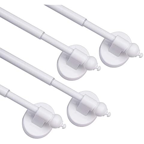 BOOM JOG Magnetic Curtain Rods for Metal Doors,Multi-Use Adjustable Appliance for Windows Iron Steel Places,16-28 Inch,White,4 Pack Cover