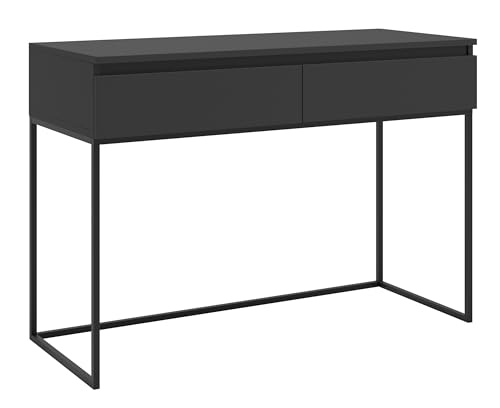 Selsey Schreibtisch Computertisch Bürotisch Mit 2 Schubladen Metallrahmen 120 x 50 x 80 cm Schwarz Mit Schwarzen Beinen