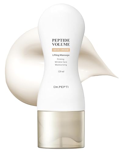 DR. PEPTI Peptide Volume Neck Cream - 2-in-1 Age-Defying Neck Creams for Tightening and Firming w/Built-in Gua Sha Neck Massager – Power Lift Neck Contour Cream with Collagen & Peptides 4.2 fl oz