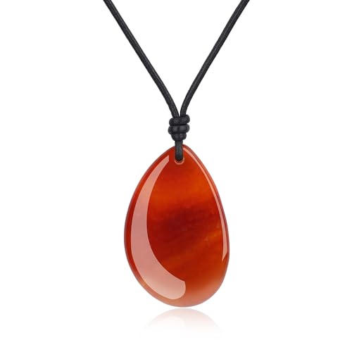 COAI Genuine Leather Necklace for Women, Big Teardrop Heart Pendant Crystal Necklace for Women