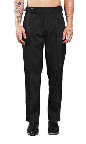 Image of Gurkha Pants for Men | Trouser for Men | Formal Pant | Double Button | Loose Fit Trouser High Waist Pleated Casual Trousers | Vintage Straight Leg Pants for Office Smart Casual Travel Party