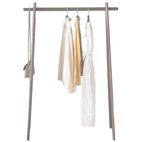 Perchero de madera, portátil, para dormitorio, lavandería, guardarropa, balcón, fácil montaje, elegante y ahorra espacio (112 cm)
