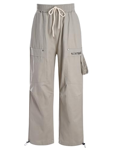 Boys Girls Cargo Parachute Pants Kids Elastic Waist Y2K Trousers with Multi-Pockets Jogger Sweatpants4