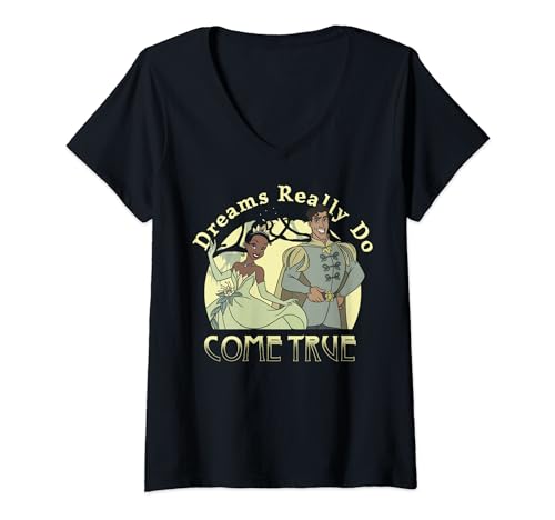 T-Shirt Col V Disney Princess and the Frog Haut Graphique Coton Femme