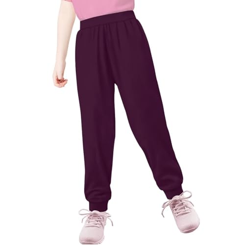AmzPrint Girls Sweatpants Casual Solid Color Jogger Running Bottoms Lounge Pants Comfy Sweatpants with Pockets3