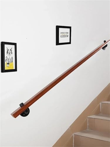 Rampe escalier bois massif 150cm main courante murale 2 points - 6