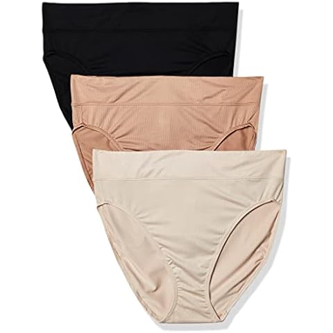 Warner's Women's High Cut Briefs Allover Breathable Hi-Cut Panty, 1 Pack, Toasted Almond/Butterscotch/Black, XX-Large Cover