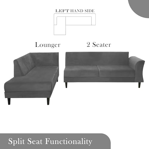 Image of Gratly LHS 4 Seater L Shape Sofa Set for Living Room (Dark Grey Colour) Premium Fabric Sofa