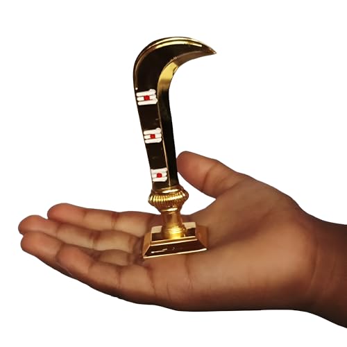 Image of Sri Sisters Karuppasamy Aruval Metal Idol for Car Dashboard & Pooja Room | 7 cm Gold-Coloured Knife Statue | Ayyanar /Sangili Karuppan Aruva | Home Temple Decor | Divine Return Gift Item