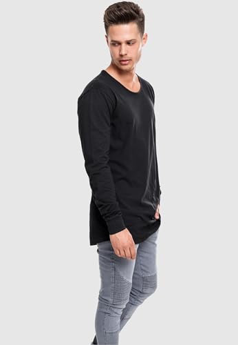 Urban Classics Shaped Fashion Long Sleeve tee Maglia a Maniche Lunghe, Negro (Schwarz), Large (Talla del Fabricante: Large) para Hombre