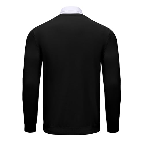V Neck Knit Sweaters - Long Sleeve Lightweight Slim fit Pullover Jumper for Men's - Black Sweater for Work & Casual2