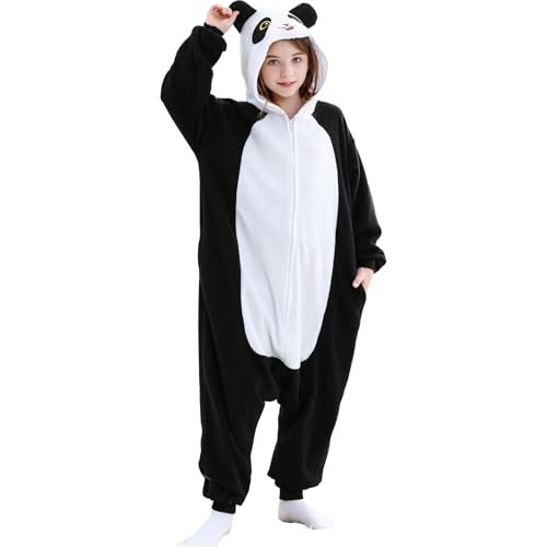 xinhauli Unisex Kids Panda Fleece Animal Onesie Pajamas - Cosplay Costume for Halloween and Home