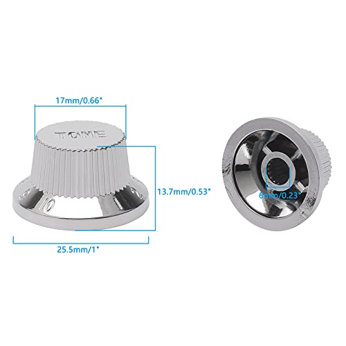Pxyelec 3PCS Guitar Volume Tone Control Knobs, Potentiometer Dome Knob Chrome with Toggle Switch Tip Knob Cap - Image 3