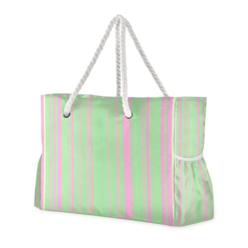 Light Stripe Beach Tote Bag for Women Large Pool Bags Carry On Bag With Wet Compartment for Beach Travel with Pocket Zipper Outdoor Tote Bag