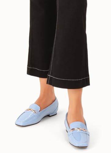 Image of Oh Mispares Womens Loafers Square Toe Low Heel Penny Loafers Fashion Comfortable Slip on Flats Casual Dressy Shoes for Women Work Office Patent Leather